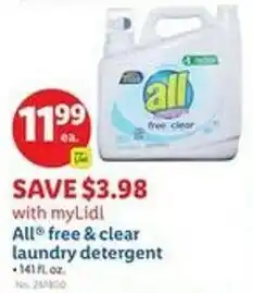 Lidl All free & clear laundry detergent offer