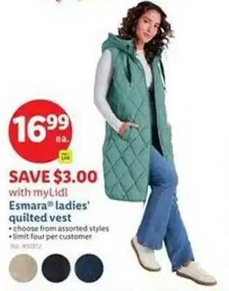 Lidl Esmara ladies' quilted vest offer