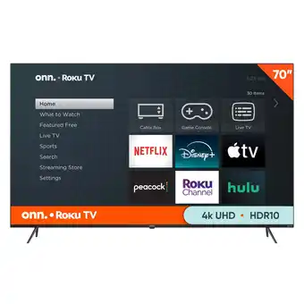 Walmart onn. 70” Class 4K UHD (2160P) LED Roku Smart Television HDR (100012588) offer