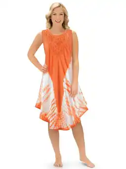 Walmart Woven Tie Dye Dress with Embroidery Scooped Neckline, Lightweight Beach Coverup offer