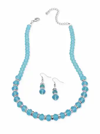 Walmart PalmBeach Jewelry Beaded Simulated Birthstone Necklace and Earrings Set in Silvertone offer