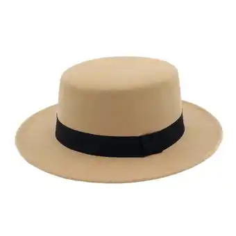 Walmart Lroveb Fedora Hats for Women Wide Brim Wool Felt Flat Top Hat Party Church Trilby Cap offer