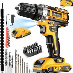 Walmart Boreas 21V Cordless Drill Driver, 2000mAh, 398 IN-LB, 1500 RPM, 33 Piece offer