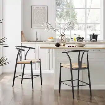 Walmart Better Homes & Gardens Springwood Wishbone Metal Counter Bar Stool 2 Pack, Black Color for Indoor offer