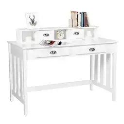 Walmart Renwick 36''H Modern Writing Computer Desk with Removable Floating Organizer,White offer