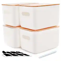 Walmart Citylife Stackable Storage Bin with Bamboo Lids 4 Packs White offer