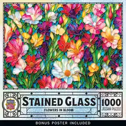 Walmart MasterPieces Stained Glass 1000 Piece Puzzle - Flowers in Bloom - 19.25x26.75 offer