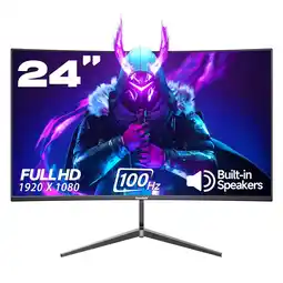 Walmart Gawfolk 24-Inch Curved Gaming Monitor 100Hz Full HD 1080P Built-In Speakers Tilt Adjustable offer