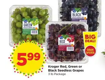 Food 4 Less Kroger Red, Green or Black Seedless Grapes offer