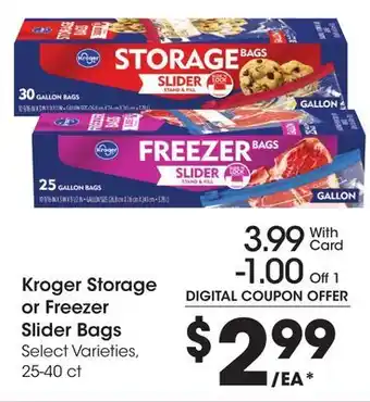 Ralphs Kroger Storage or Freezer Slider Bags offer