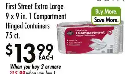 Smart & Final First Street Extra Large 9 x 9 in. 1 Compartment Hinged Containers offer