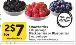 Vons Strawberries 1 lb. package Blackberries or Blueberries 6 oz. package offer