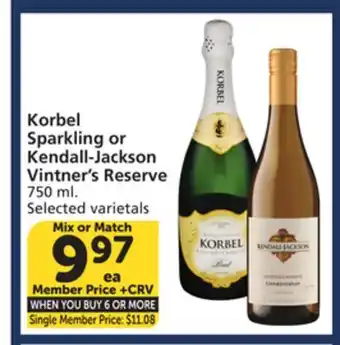 Vons Korbel Sparkling or Kendall-Jackson Vintner's Reserve offer