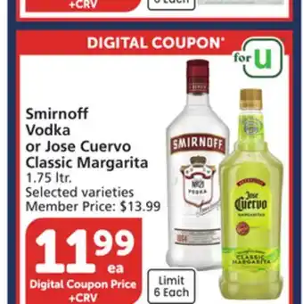 Vons Smirnoff Vodka or Jose Cuervo Classic Margarita offer