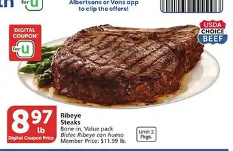 Vons Ribeye Steaks offer