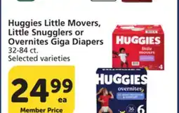 Vons Huggies Little Movers, Little Snugglers or Overnites Giga Diapers offer