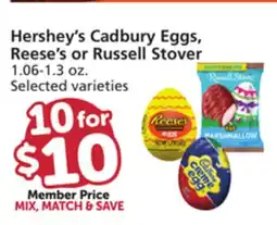 Vons Hershey's Cadbury Eggs, Reese's or Russell Stover offer