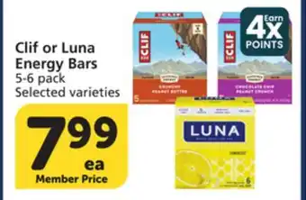 Vons Clif or Luna Energy Bars offer