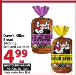 Vons Dave's Killer Bread offer