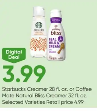 Stater Bros Starbucks Creamer 28 fl. oz. or Coffee Mate Natural Bliss Creamer 32 fl. oz offer