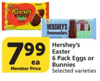 Vons Hershey's Easter 6 Pack Eggs or Bunnies offer