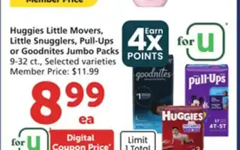 Vons Huggies Little Movers, Little Snugglers, Pull-Ups or Goodnites Jumbo Packs offer