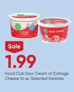 Stater Bros Food Club Sour Cream or Cottage Cheese offer