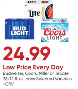 Stater Bros Budweiser, Coors, Miller or Tecate offer