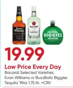 Stater Bros Bacardi Selected Varieties, Evan Williams or BuzzBallz Biggies Tequila 'Rita offer