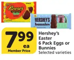 Albertsons Hershey's Easter 6 Pack Eggs or Bunnies offer