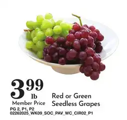 Pavilions Red or Green Seedless Grapes offer