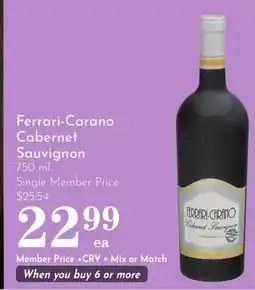 Pavilions Ferrari-Carano Cabernet Sauvignon offer