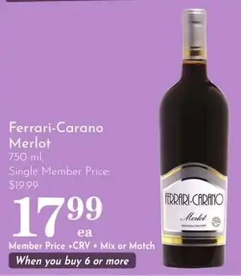 Pavilions Ferrari-Carano Merlot offer