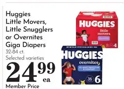 Pavilions Huggies Little Movers, Little Snugglers or Overnites Giga Diapers offer