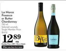 Pavilions La Marca Prosecco or Butter Chardonnay offer