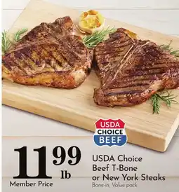 Pavilions USDA Choice Beef T-Bone or New York Steaks offer