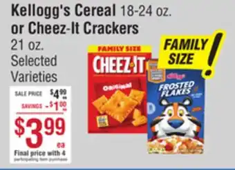 Smart & Final Kellogg's Cereal or Cheez-It Crackers offer