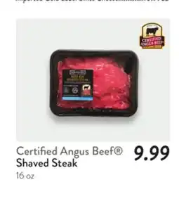 Fresh Thyme Certified Angus Beef Shaved Steak offer