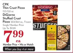 Pavilions CPK Thin Crust Pizza 13.5-15.8 oz. DiGiorno Stuffed Crust Pizza 22.2-26.4 oz offer