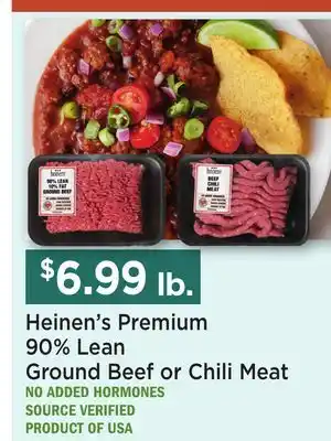 Heinen's Heinen's Premium 90% Lean Ground Beef or Chili Meat offer