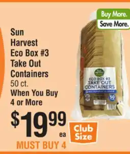 Smart & Final Sun Harvest Eco Box #3 Take Out Containers offer