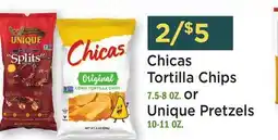 Heinen's Chicas Tortilla Chips 7.5-8 OZ. or Unique Pretzels 10-11 OZ offer