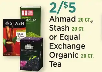 Heinen's Ahmad 20 CT., Stash 20 CT. or Equal Exchange Organic 20 CT. Tea offer