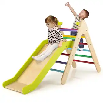 Walmart 2-in-1 Wooden Triangle Climber Set with Gradient Adjustable Slide offer