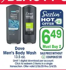 Jewel-Osco Dove Men's Body Wash offer