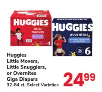 Jewel-Osco Huggies Little Movers, Little Snugglers, or Overnites Giga Diapers offer