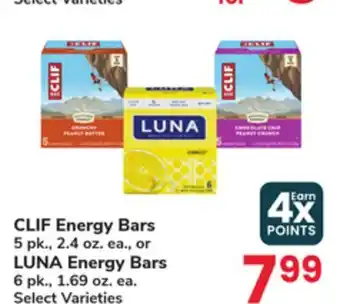 Jewel-Osco CLIF Energy Bars 5 pk., 2.4 oz. ea., or LUNA Energy Bars 6 pk., 1.69 oz offer