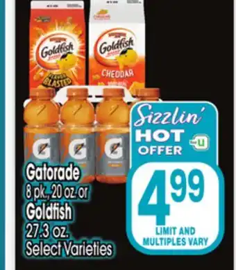 Jewel-Osco Gatorade 8 pk., 20 oz. or Goldfish 27.3 oz offer