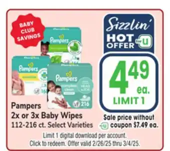 Jewel-Osco Pampers 2x or 3x Baby Wipes offer