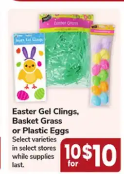 Jewel-Osco Easter Gel Clings, Basket Grass or Plastic Eggs offer